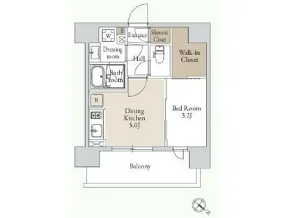 グランカーサ三ノ輪III(1DK/11階)の間取り写真