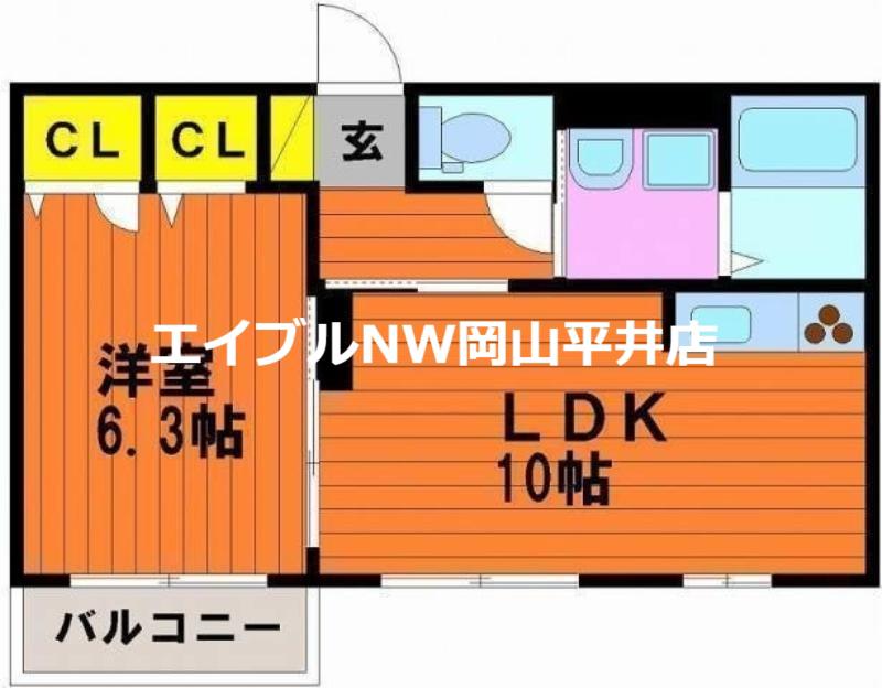 ハイム川東II(1LDK/2階)の間取り写真