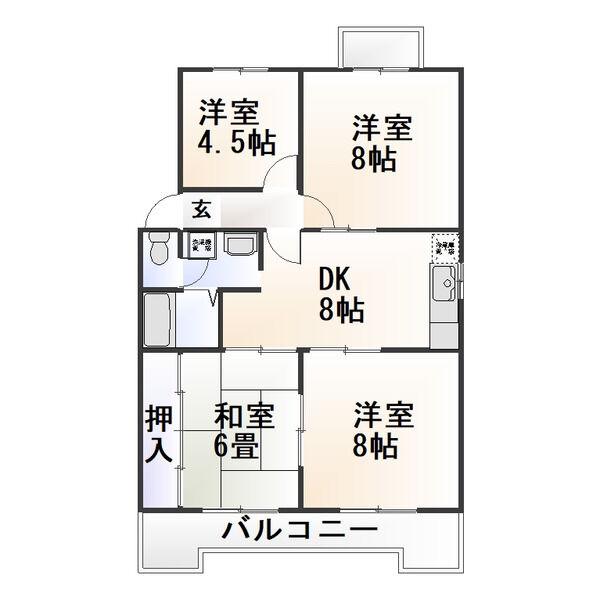 ハイツ島忠(4DK/5階)の間取り写真