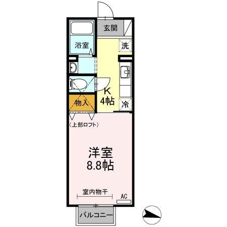 FLATSHIIRAGI(1K/2階)の間取り写真