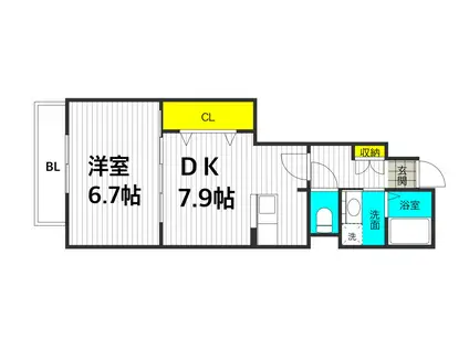 サンリット・ゼファー(1LDK/1階)の間取り写真