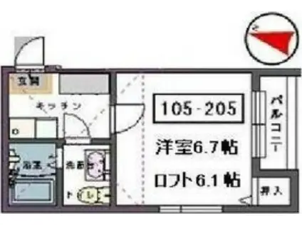 サニープラザ東仙台(1K/1階)の間取り写真