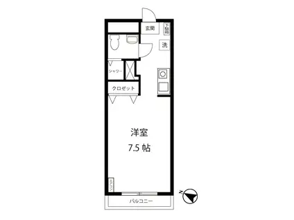 リバーサイドI(ワンルーム/2階)の間取り写真