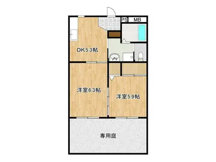 ライフサポートマンション彩里(2DK/1階)の間取り写真