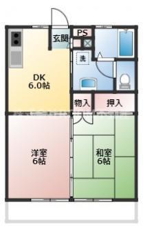 グリーンコーポ植木1号館(2DK/1階)の間取り写真