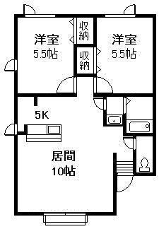 ヴィーナスヴィラ(2LDK/2階)の間取り写真