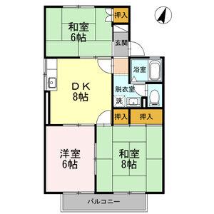 シティパレスまつうら B(3DK/1階)の間取り写真
