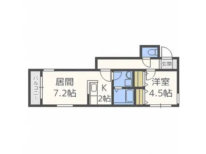 アヴァンツァーレ(1LDK/2階)の間取り写真