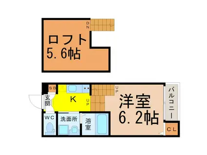 ショコラン(1K/1階)の間取り写真