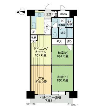ライオンズマンション春日町(3DK/10階)の間取り写真