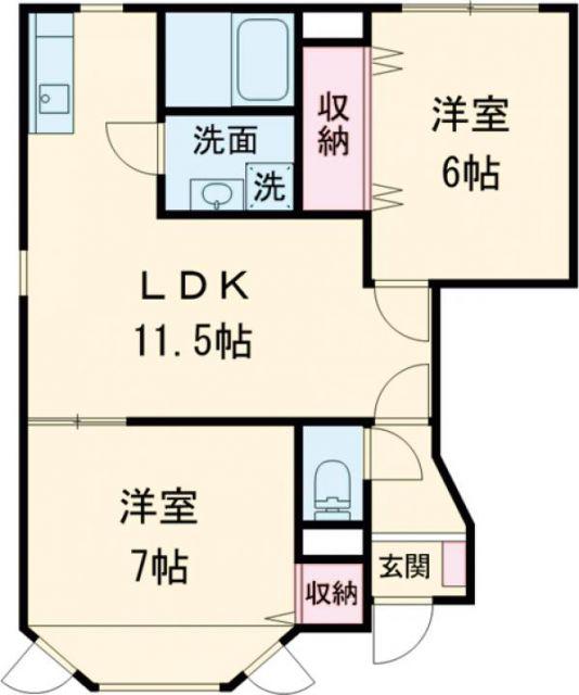 キャッスル北沢(2LDK/1階)の間取り写真