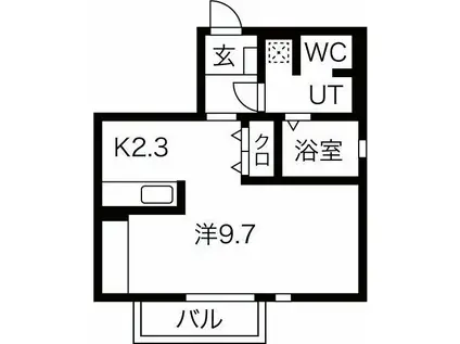 リベルタE(ワンルーム/1階)の間取り写真