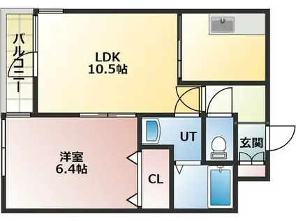 アルファアパルTOビル(1LDK/4階)の間取り写真