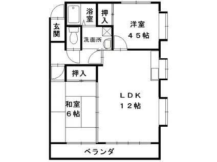 アクアプリンスコートI(2LDK/2階)の間取り写真