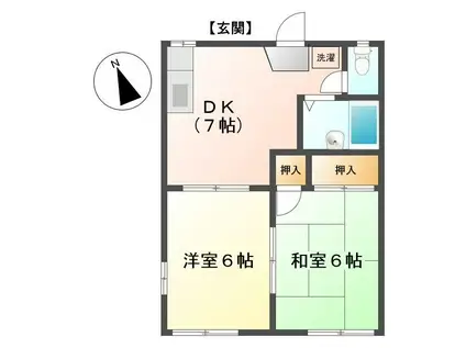 ぼくんちA(2DK/1階)の間取り写真