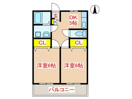 ゴールドウィング(2DK/3階)の間取り写真