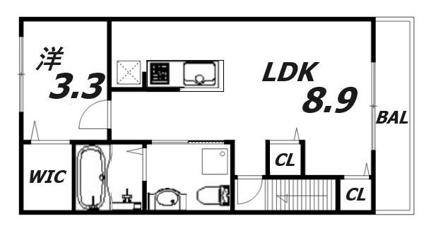 セゾン神田Ⅱ(1LDK/2階)の間取り写真