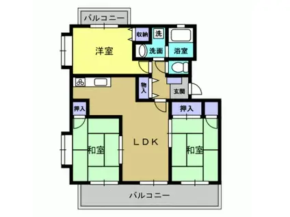 グランディールつつみだ(3LDK/3階)の間取り写真