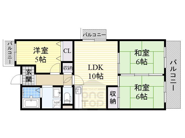 アクティ五月が丘(3LDK/2階)の間取り写真