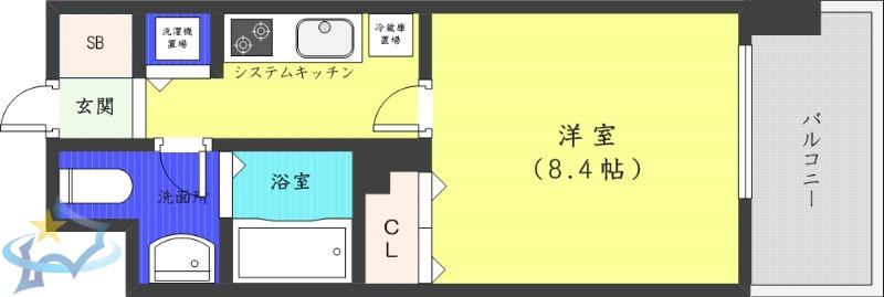 レジディア北3条(1K/6階)の間取り写真