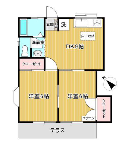 ハイツ寺の台(2DK/1階)の間取り写真