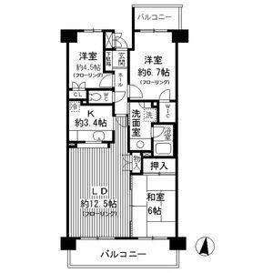 白壁パーク・ホームズ(3LDK/5階)の間取り写真
