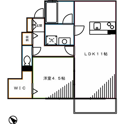 シュール・コテデュパルク(1LDK/1階)の間取り写真