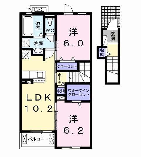 グランド II(2LDK/2階)の間取り写真