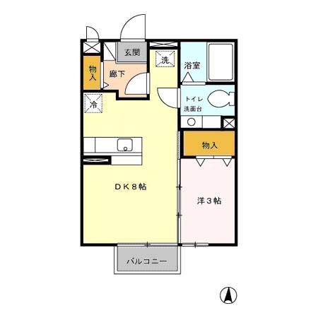 グリーンハイムA/B(1LDK/1階)の間取り写真