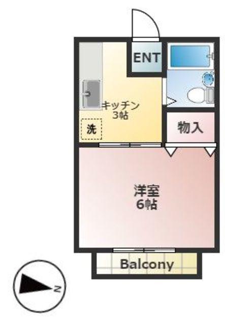 サンシティ・ガーネット(1K/2階)の間取り写真