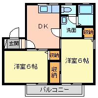 セベルハイツA(2DK/2階)の間取り写真