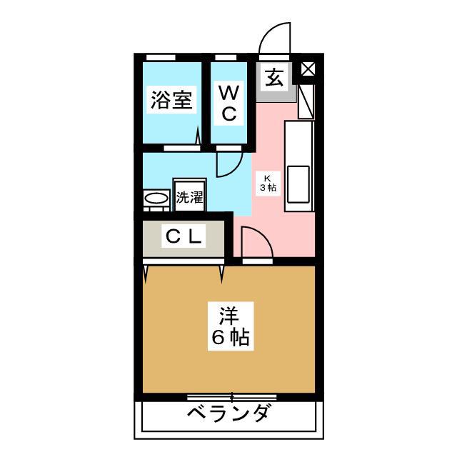 クリハラI(1K/1階)の間取り写真