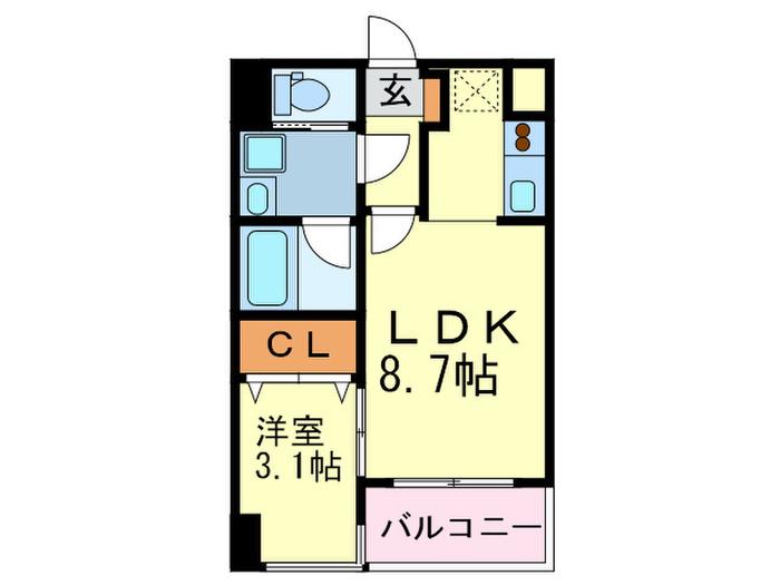 ビエネスタ向野(1DK/6階)の間取り写真