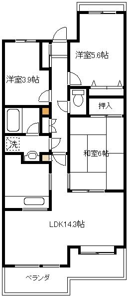 ガーデンハウス綱島B棟(3LDK/1階)の間取り写真