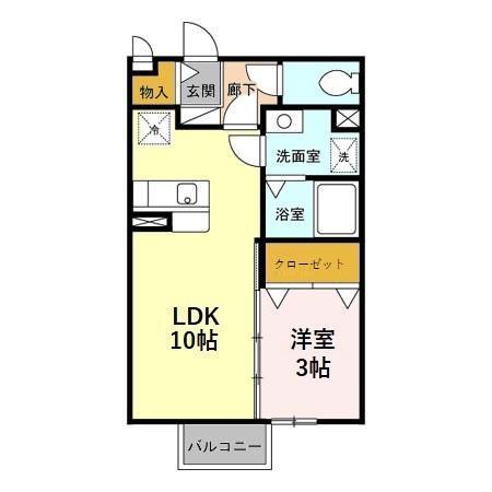 リシェス・オカザキII(1LDK/1階)の間取り写真