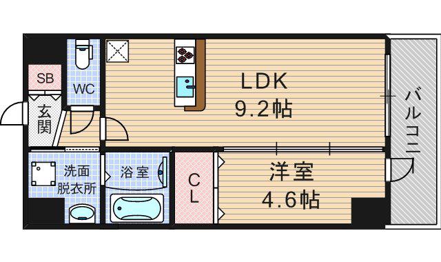 ハーヴェスト京町堀(1LDK/10階)の間取り写真