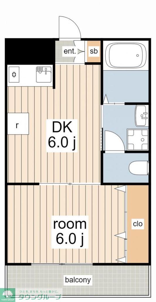 城北興産ビル(1DK/5階)の間取り写真