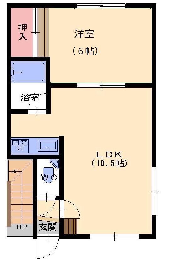 宮の沢コーポ(1LDK/2階)の間取り写真