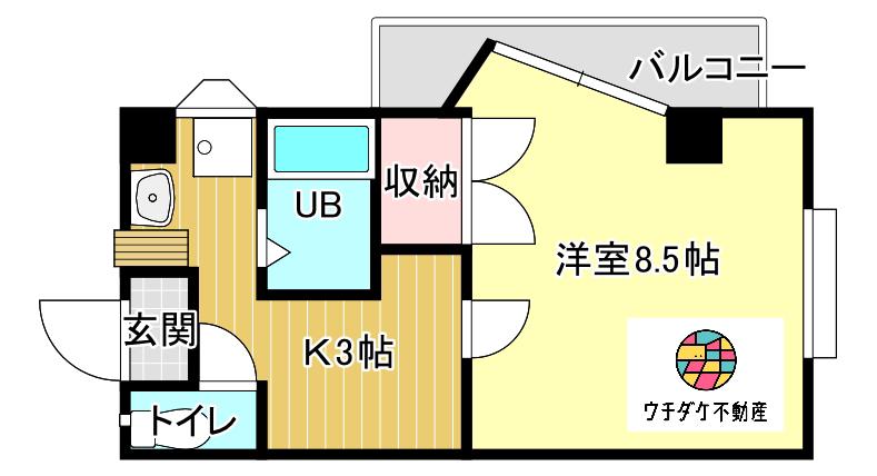 ソレイユビル(1K/2階)の間取り写真