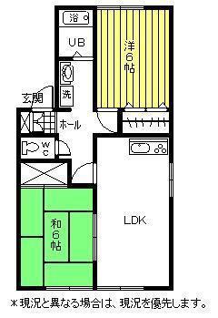 ハイツケイA棟(2LDK/1階)の間取り写真