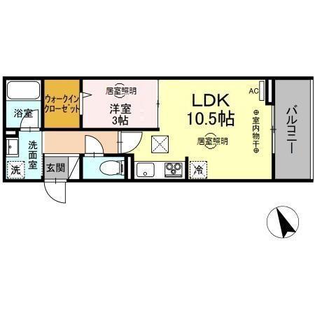 D-GEMPY 今泉二丁目(1LDK/1階)の間取り写真