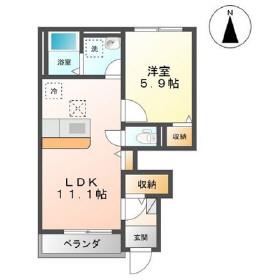 ドリームブルー(1LDK/1階)の間取り写真