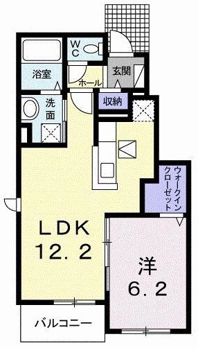 ル・クレール上街A(1LDK/1階)の間取り写真