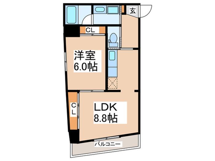 ウインビュ中山(1LDK/5階)の間取り写真