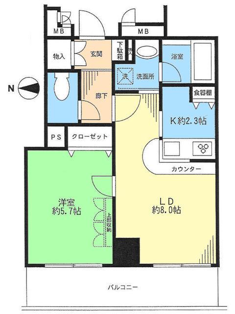 ヴィルヌーブ文京千駄木(1LDK/2階)の間取り写真