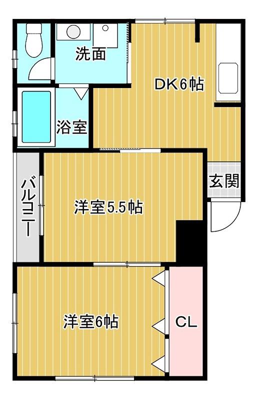 矢野マンション(2DK/3階)の間取り写真