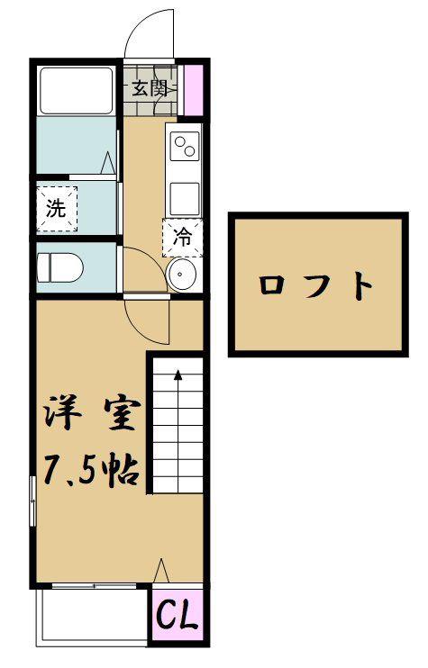 イーストポートII(1K/2階)の間取り写真