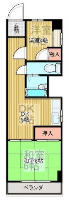 川口第2永谷マンション(2DK/6階)の間取り写真
