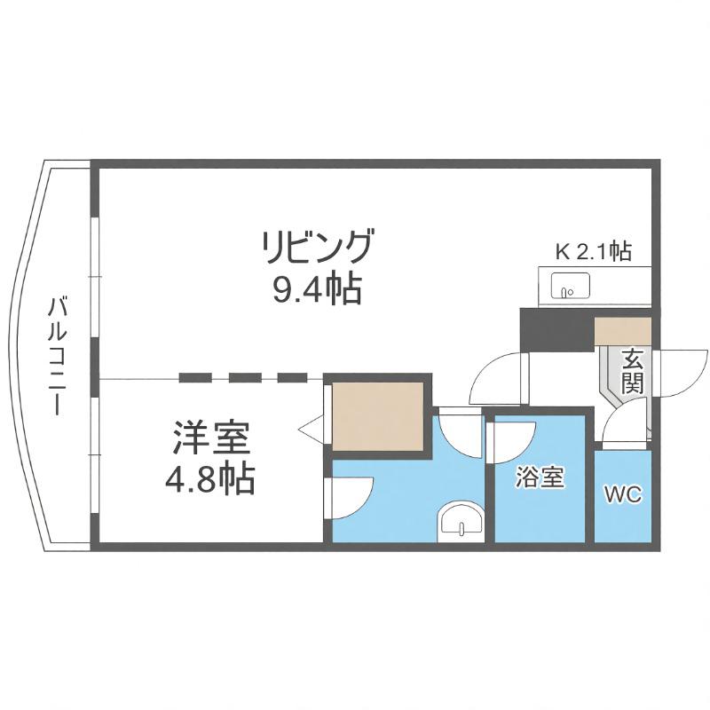 コーラル(1LDK/6階)の間取り写真