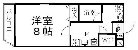 しゃとれきたやま(1K/1階)の間取り写真
